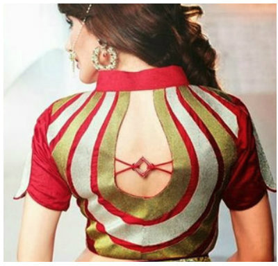 Chinese collar back neck design for blouse