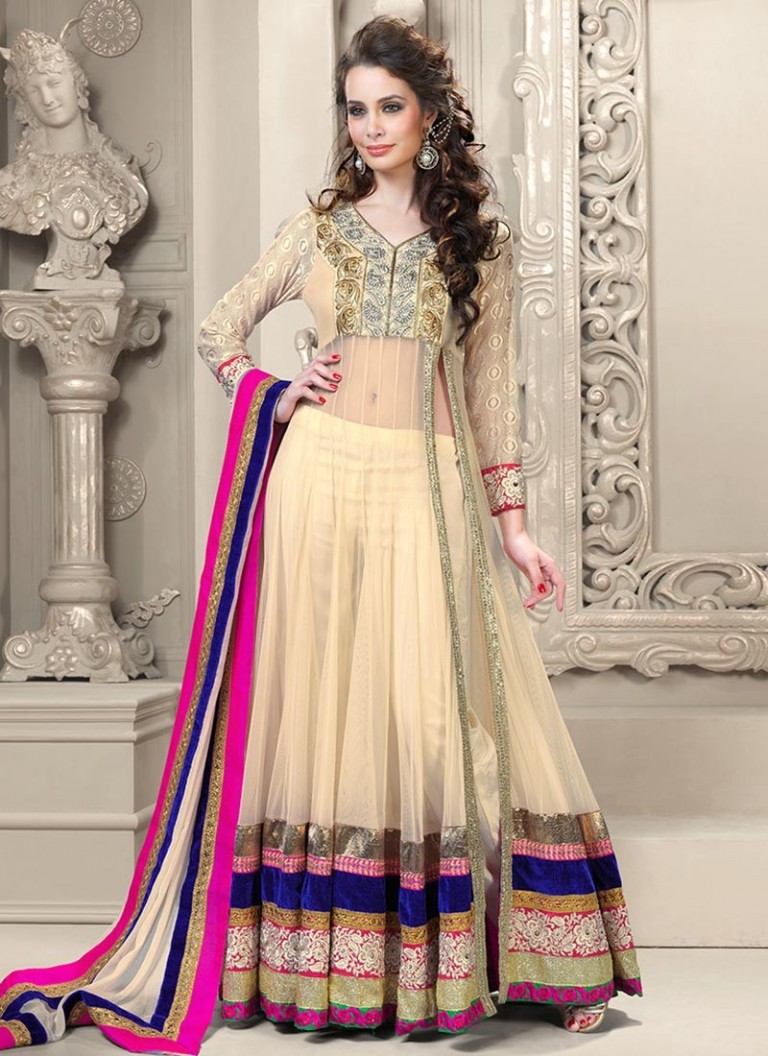 Women Multi Stripe Side Cut Out Anarkali Dress