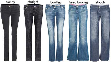 various types of jeans 