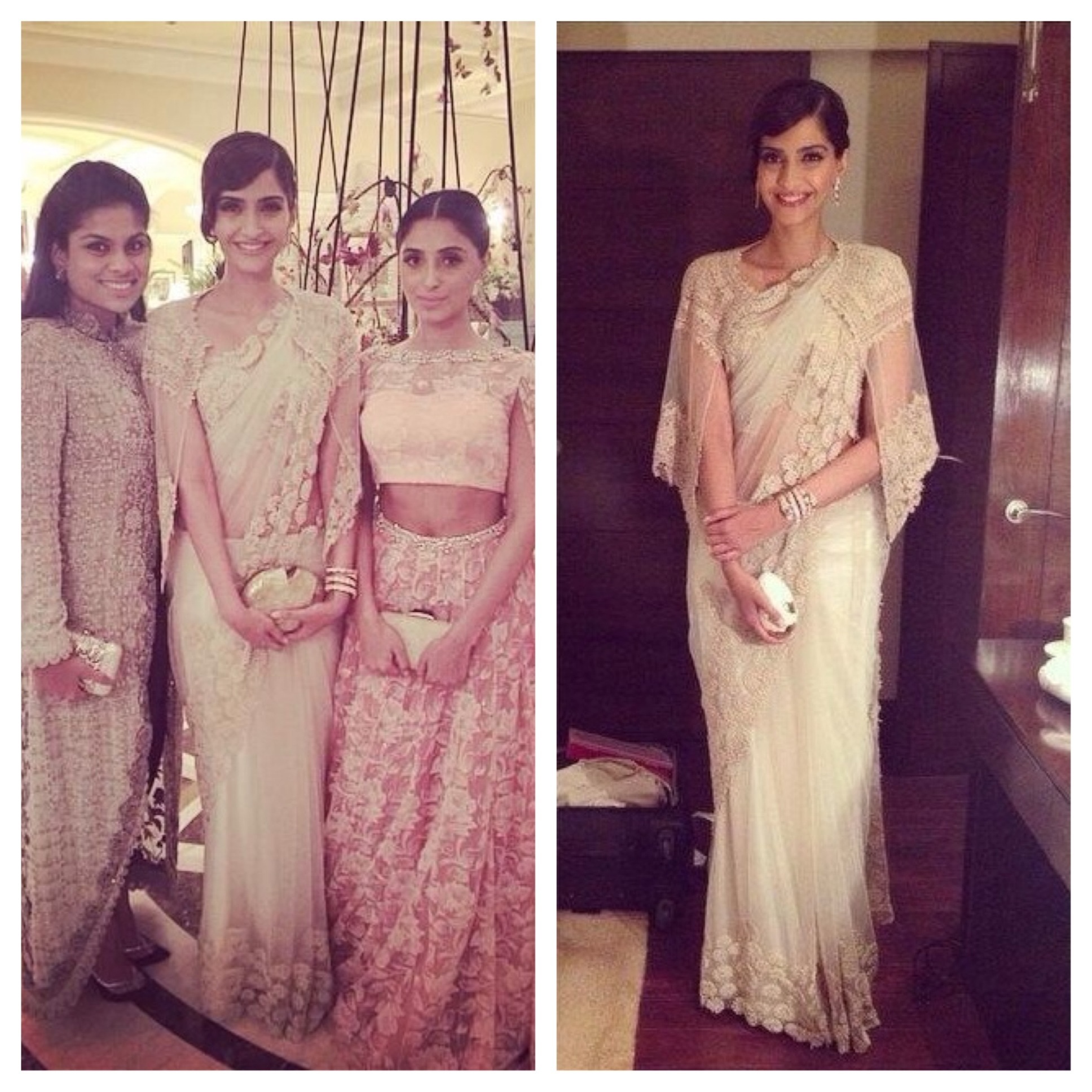 Sonam in another saree by Anamika Khanna with cape blouse