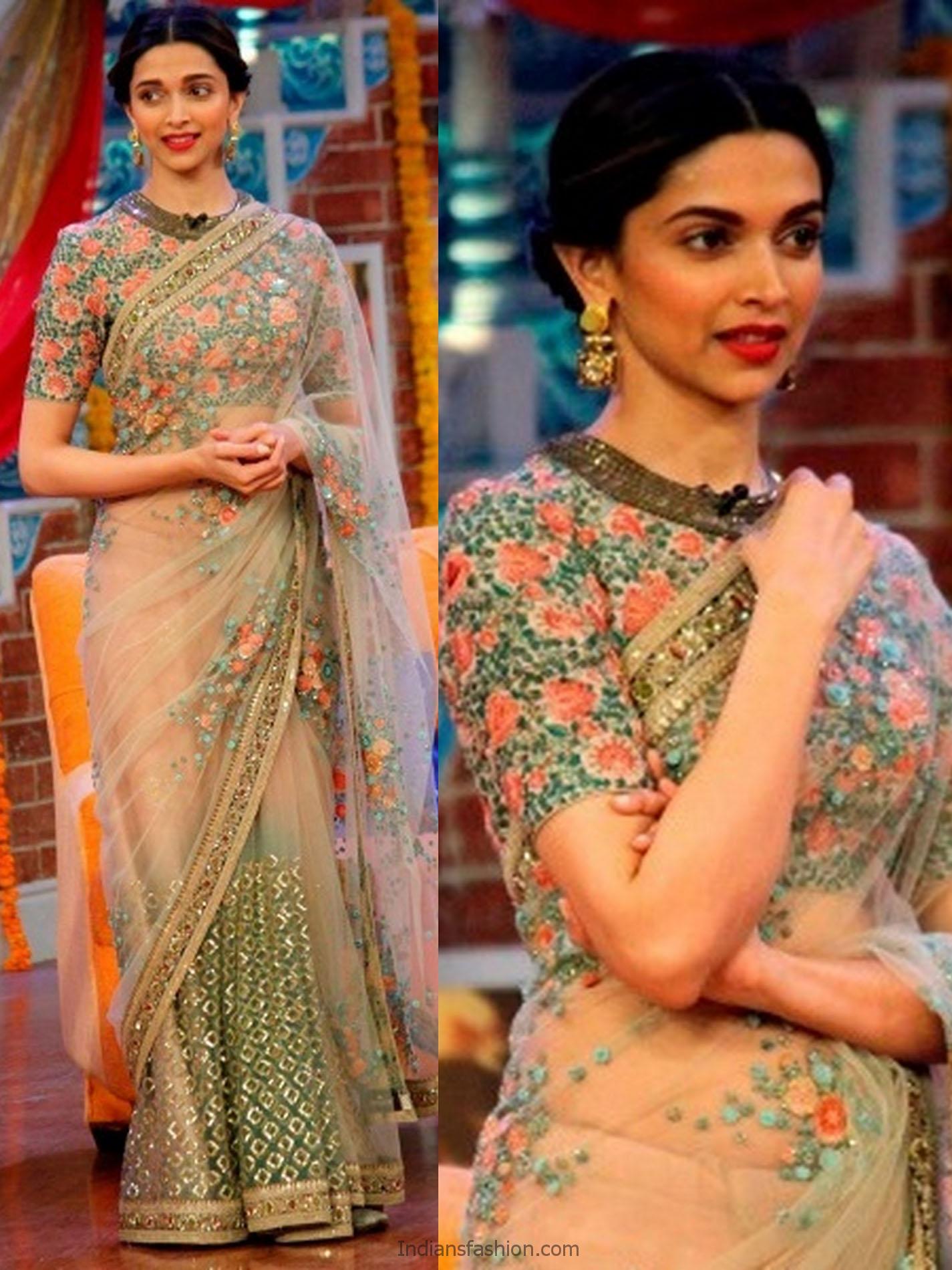  Intricate Floral Embroidered Blouse worn by Deepika