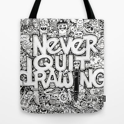 Tote bags with doodles