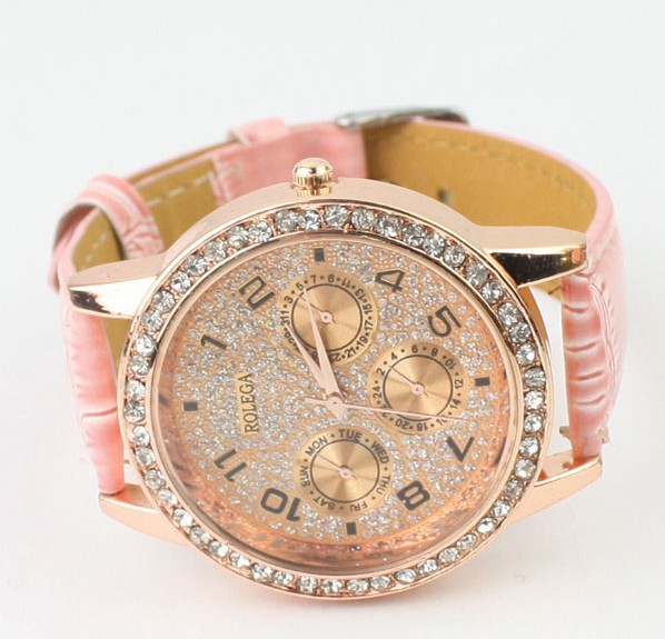 Pink trendy watch with big dial
