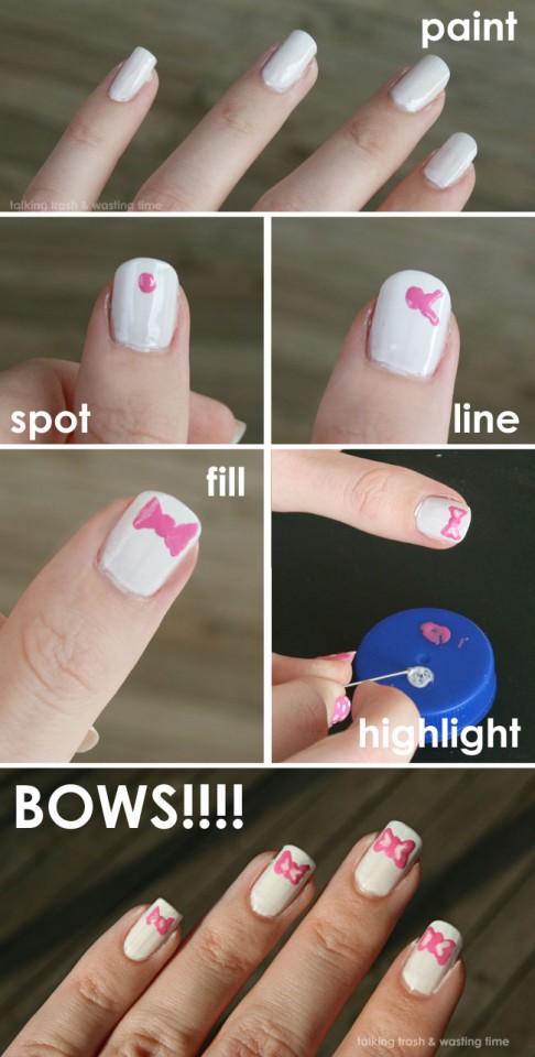 Bow DIY nail design
