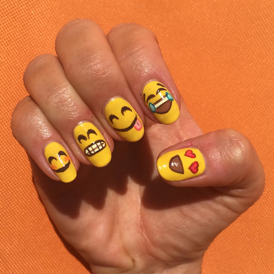 Emoticon nail art designs