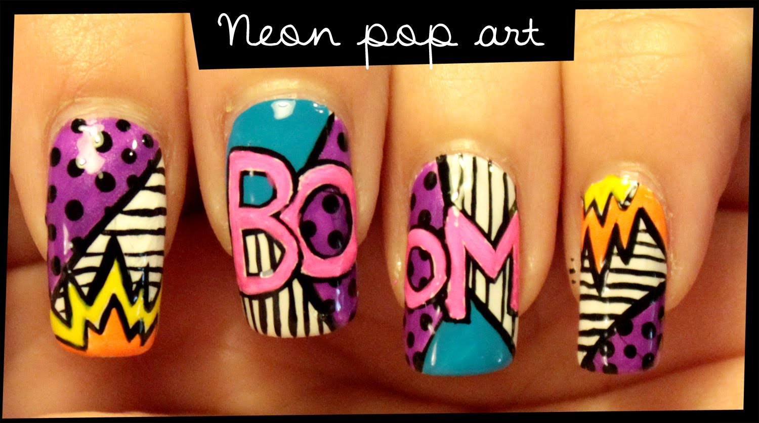 Cool neon pop nail art designs