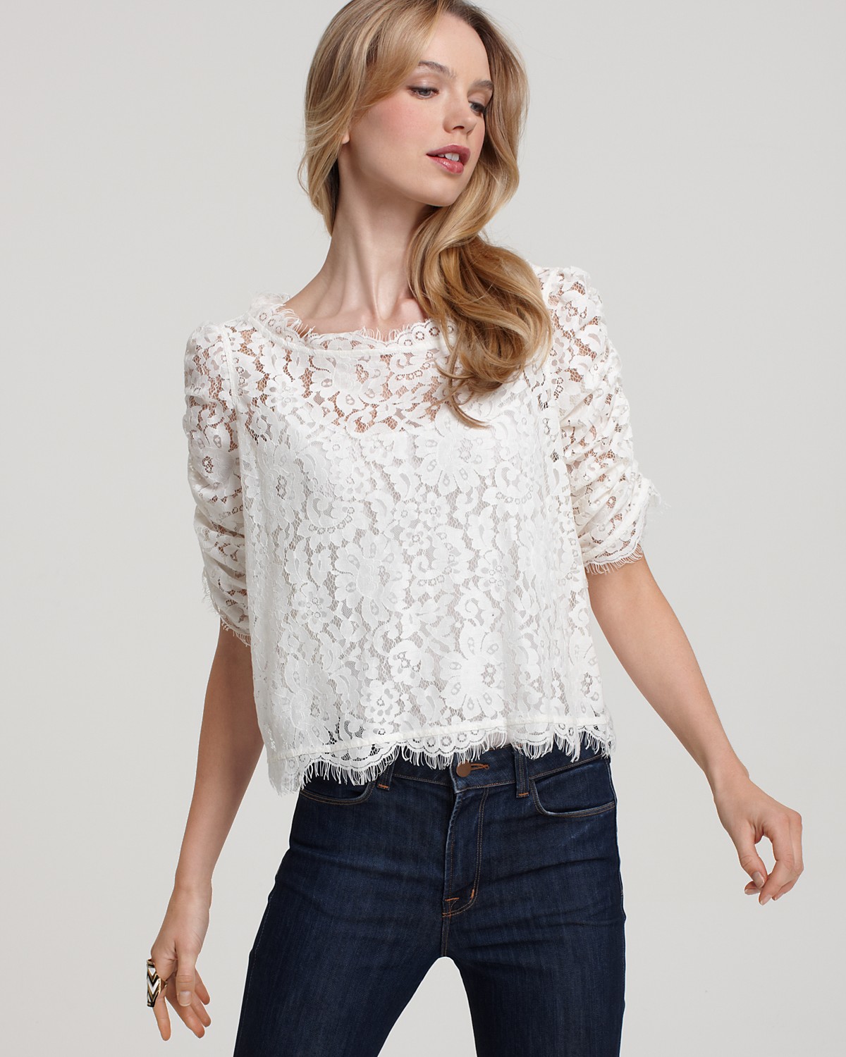 white lacy tops