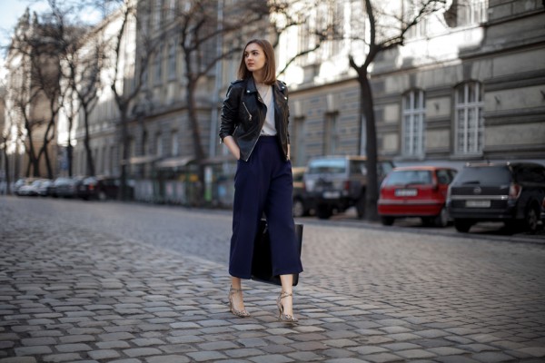 The model in Blazer with Culottes.