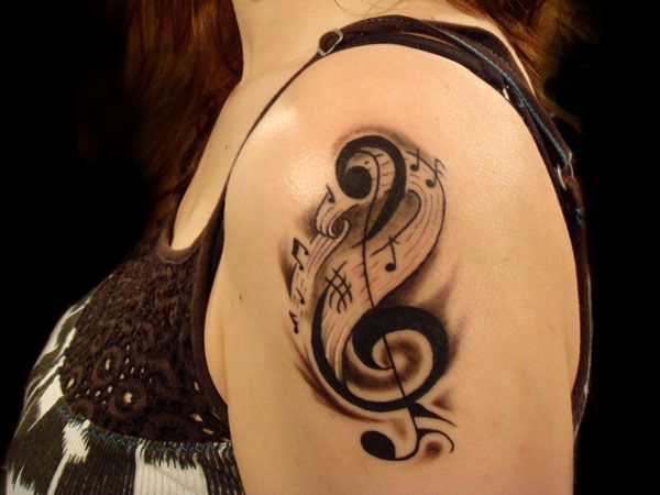 Beautiful Music Note Tattoo Design.