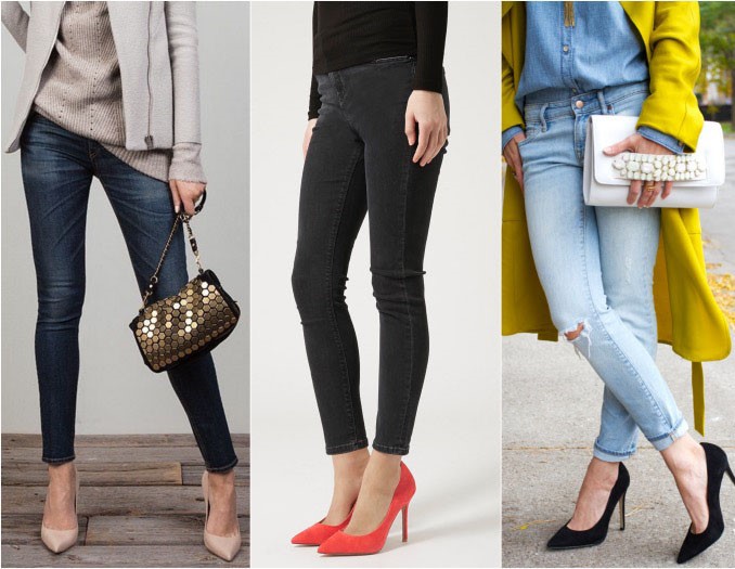 Heals to wear with skinny jeans pumps.