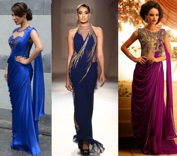 fusion saree gown