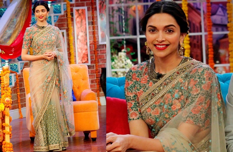  Intricate Floral Embroidered Blouse worn by Deepika