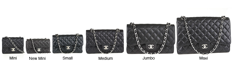 Different clutch sizes in classic black. 