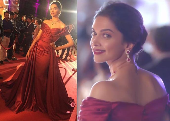 Deepika in a red gown