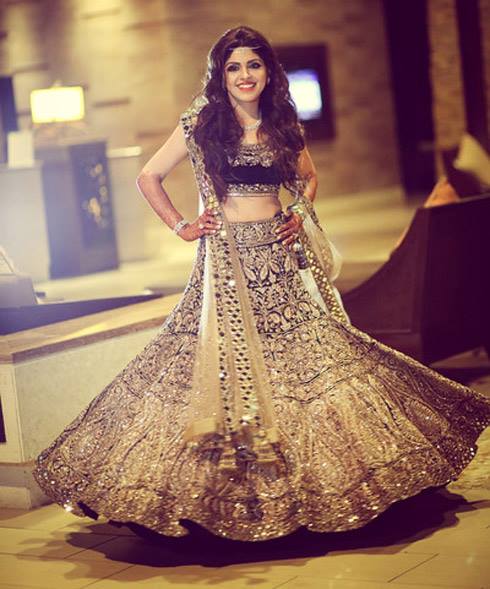 Blue and golden lehenga