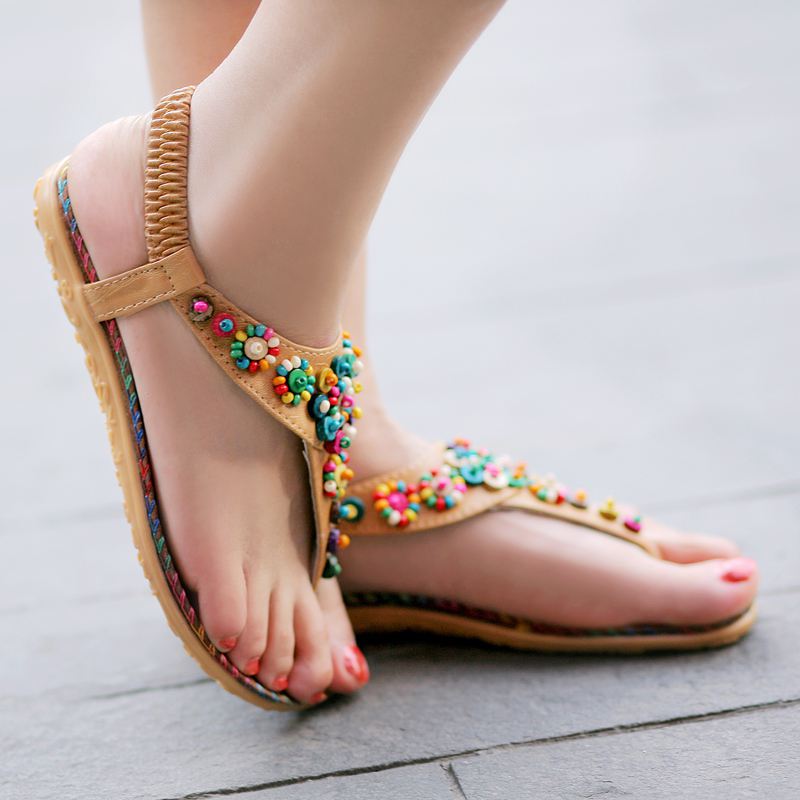 Sandals with bead work