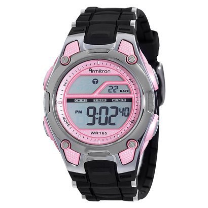 Pink display digital watch