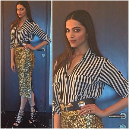 Deepika goes stripes