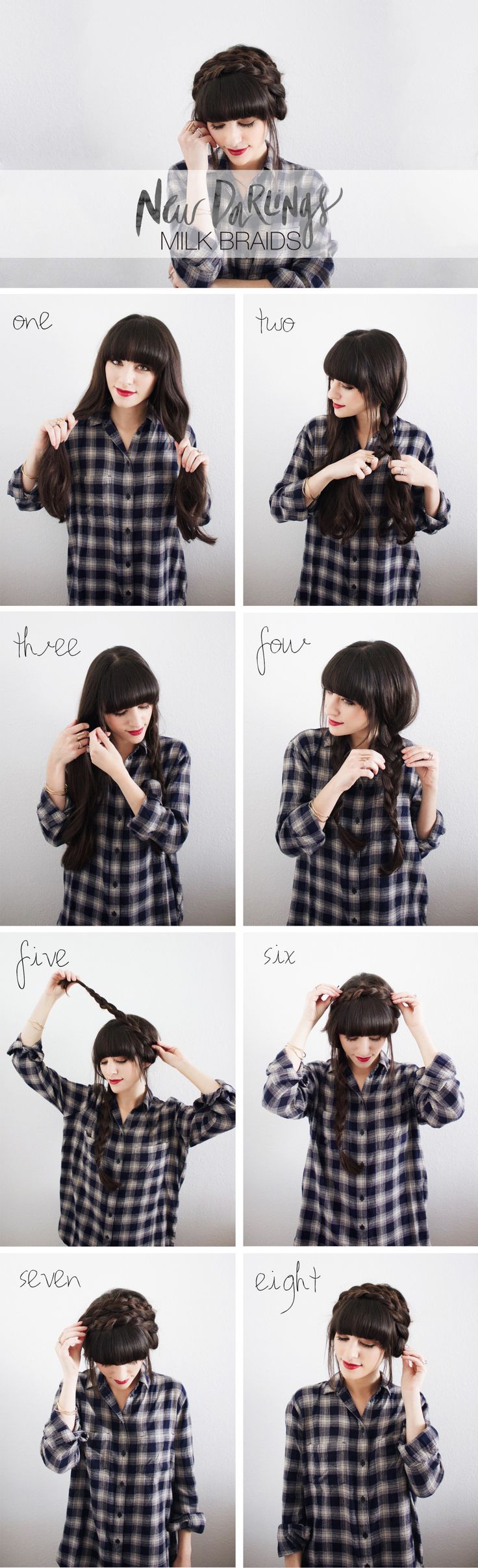 The model is showing how to make Stylish Milkmaid Braid.